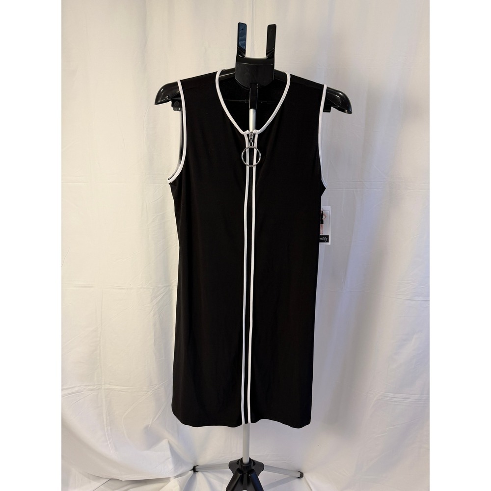Everlily Women's Black White Sleeveless Swing Dress Size‎ L with Zipper